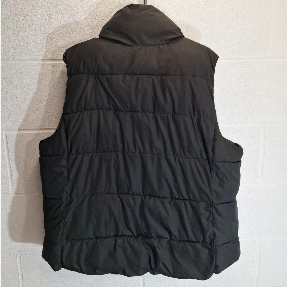 Old Navy Puffer Vest Mens XXL Black Quilted Fleece Lined Full Zip Snap Front